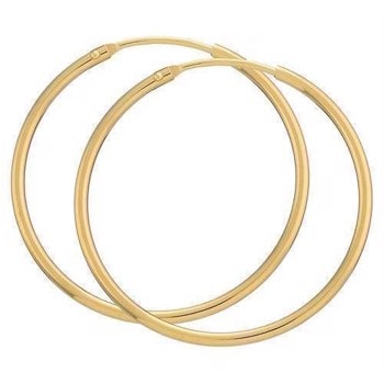 BNH Dame blanke 8 kt rødguld Øre creoler, Ø 32 mm x 1,5 mm